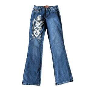 Daniel Festival Jeans Bootcut Size 5/6 Embroidered Vintage Sequins Mid Rise NWT